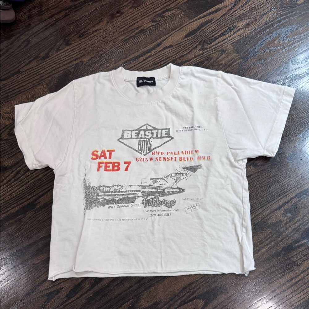 Bureau Free People Beastie Boys  Tee in Cream Cropped Small